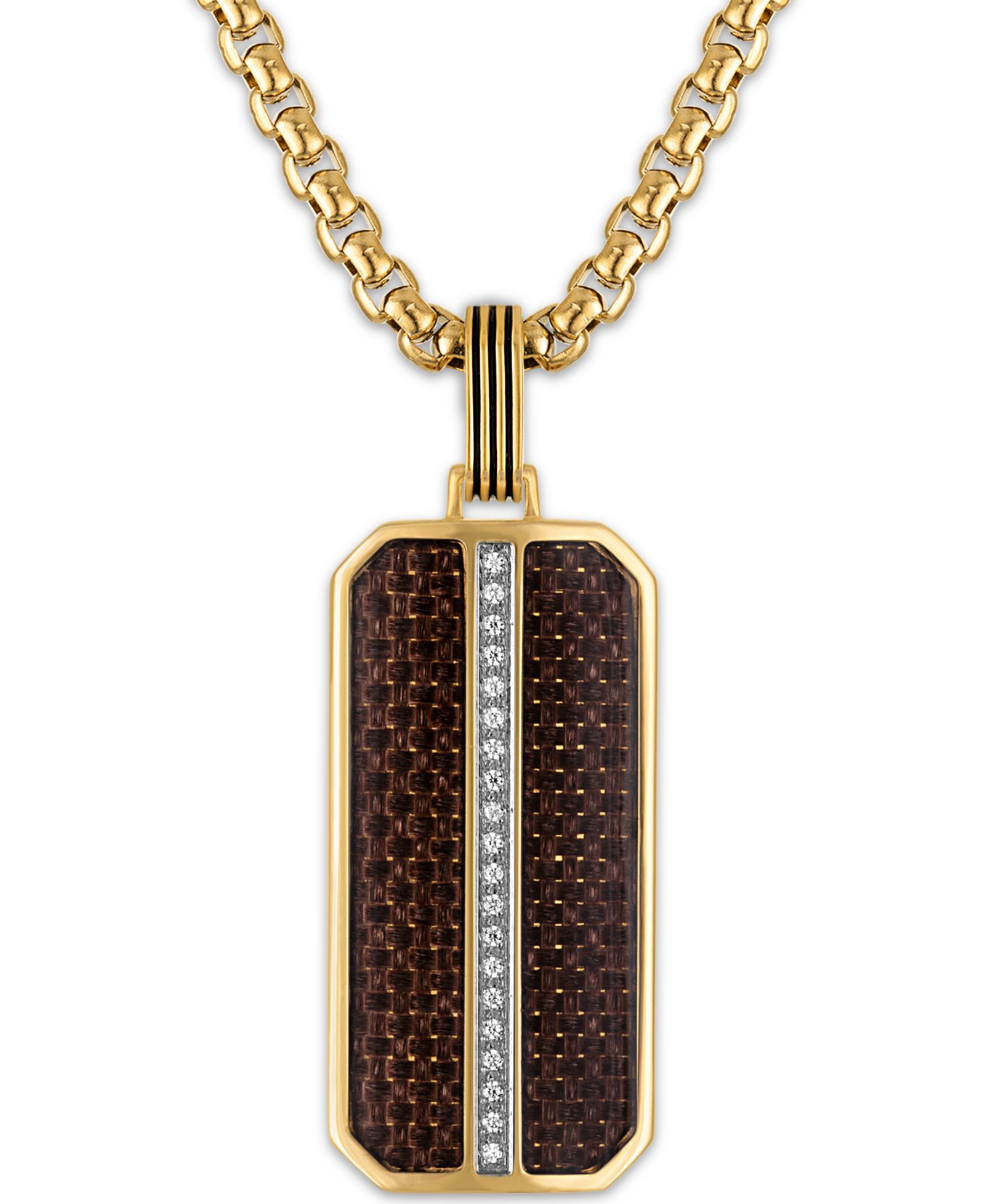 Esquire Men's Jewelry Ожерелье с бриллиантовым кулоном (1/10 ct. t.w.) из нержавеющей стали