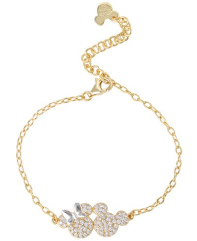 Браслет Disney Cubic Zirconia Minnie & Mickey из желтого золота 18k поверх стерлингового серебра