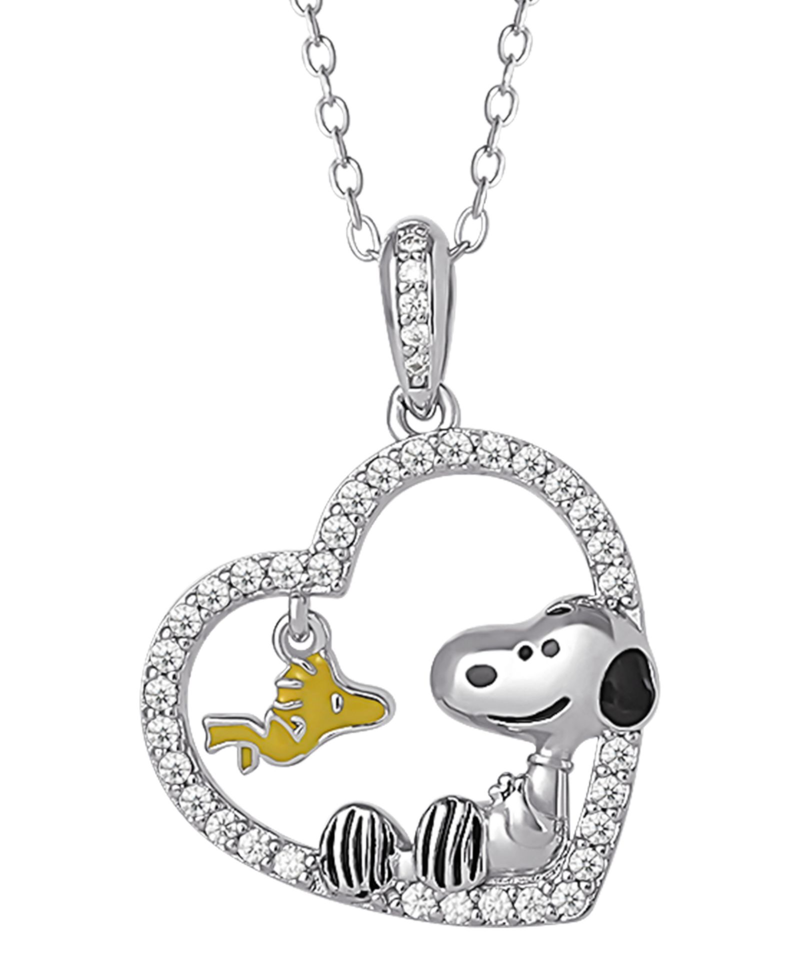 Macy's Подвеска Peanuts Heart Cubic Zirconia Sterling Silver