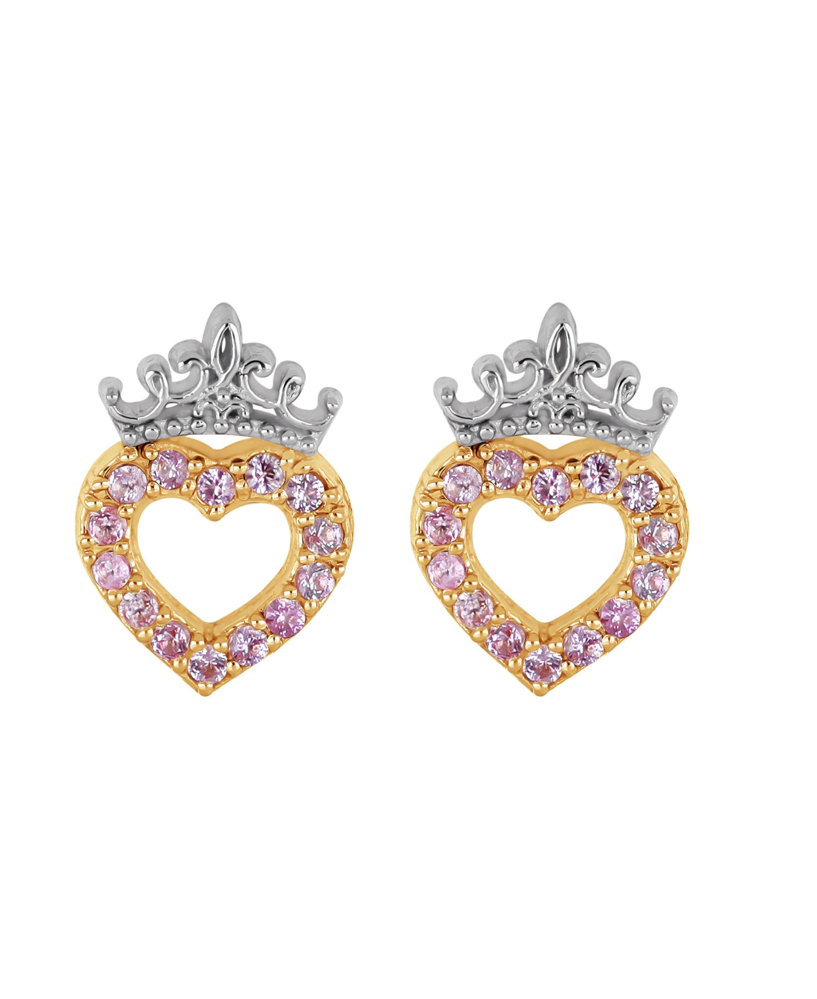 Серьги-гвоздики Disney Cubic Zirconia Heart Stud Earrings in 10k Yellow Gold