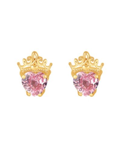 Серьги Disney Cubic Zirconia Heart из 10k Yellow Gold