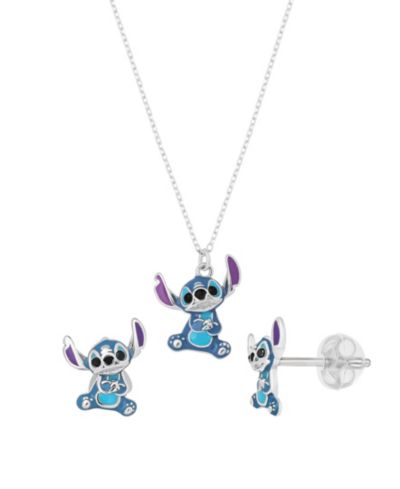 Набор из ожерелья и сережек Disney Stitch из стерлингового серебра