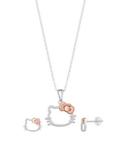 Macy's Hello Kitty Necklace and Earrings Set in Sterling Silver 2-Pc.