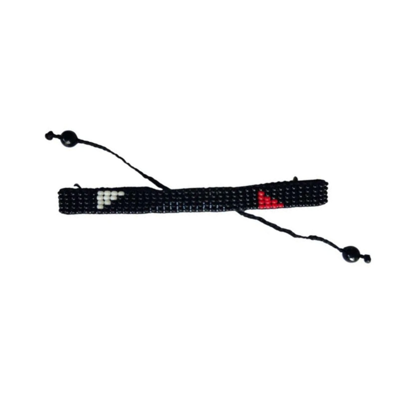 Silent Strength Hand-Beaded Bracelet  in Black with Red & White Triangles
