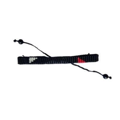 Silent Strength Hand-Beaded Bracelet  in Black with Red & White Triangles