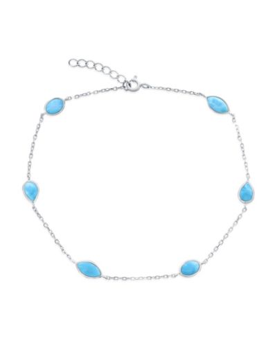 Sterling , Multi-Shaped Larimar Anklet