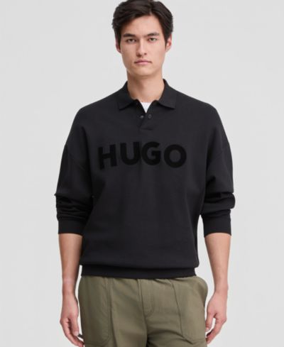 Hugo by Hugo Boss Men's Dimolox Long-Sleeve Snap Placket Logo Polo Sweatshirt