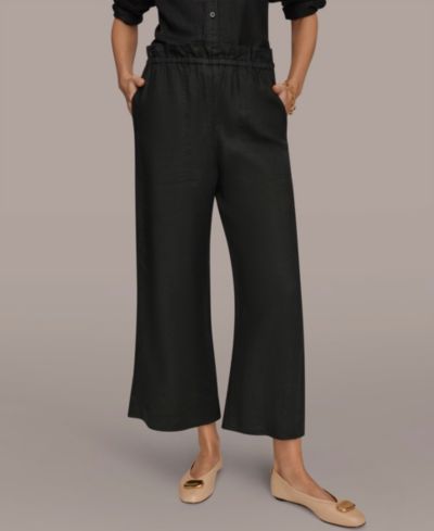 Donna Karan Weekend Женские брюки из льна свободного кроя с высокой посадкой