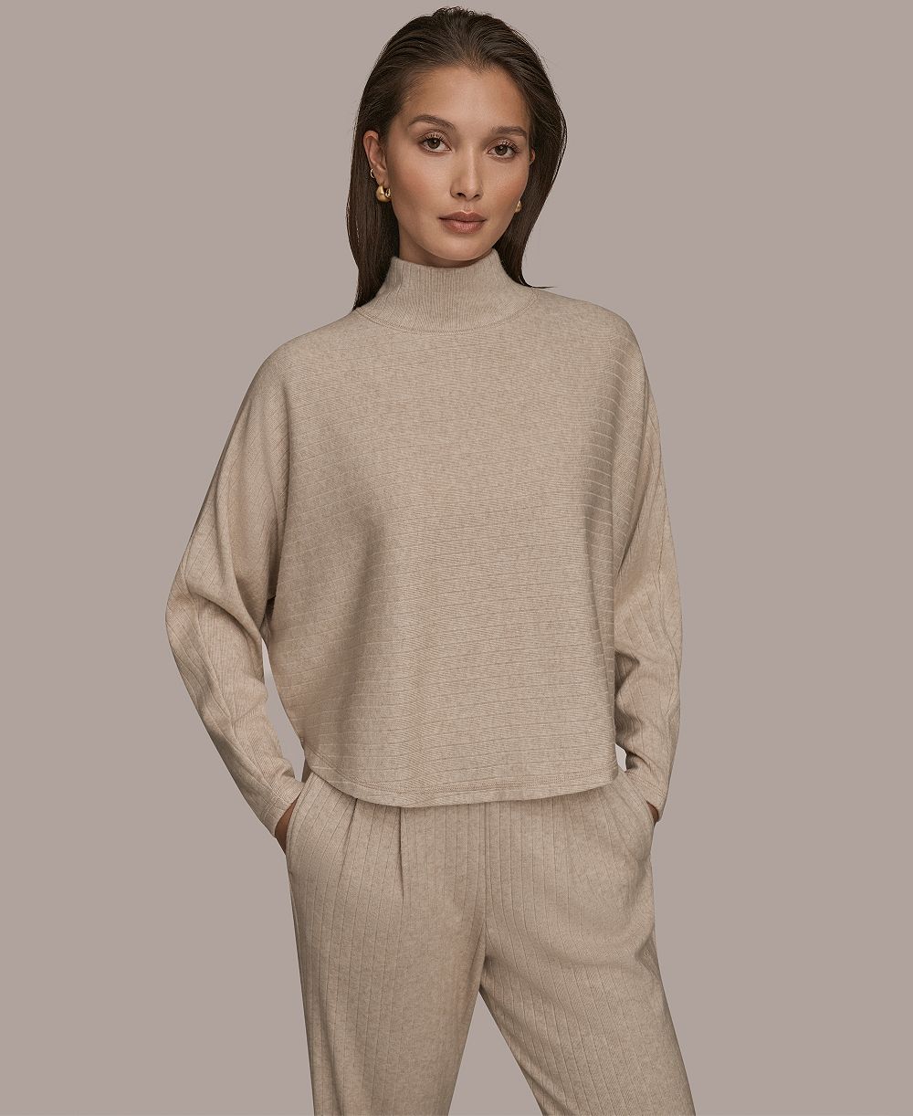 Donna Karan Weekend женский пуловер с воротником-воронкой и рукавом долман из мягкой ребристой ткани