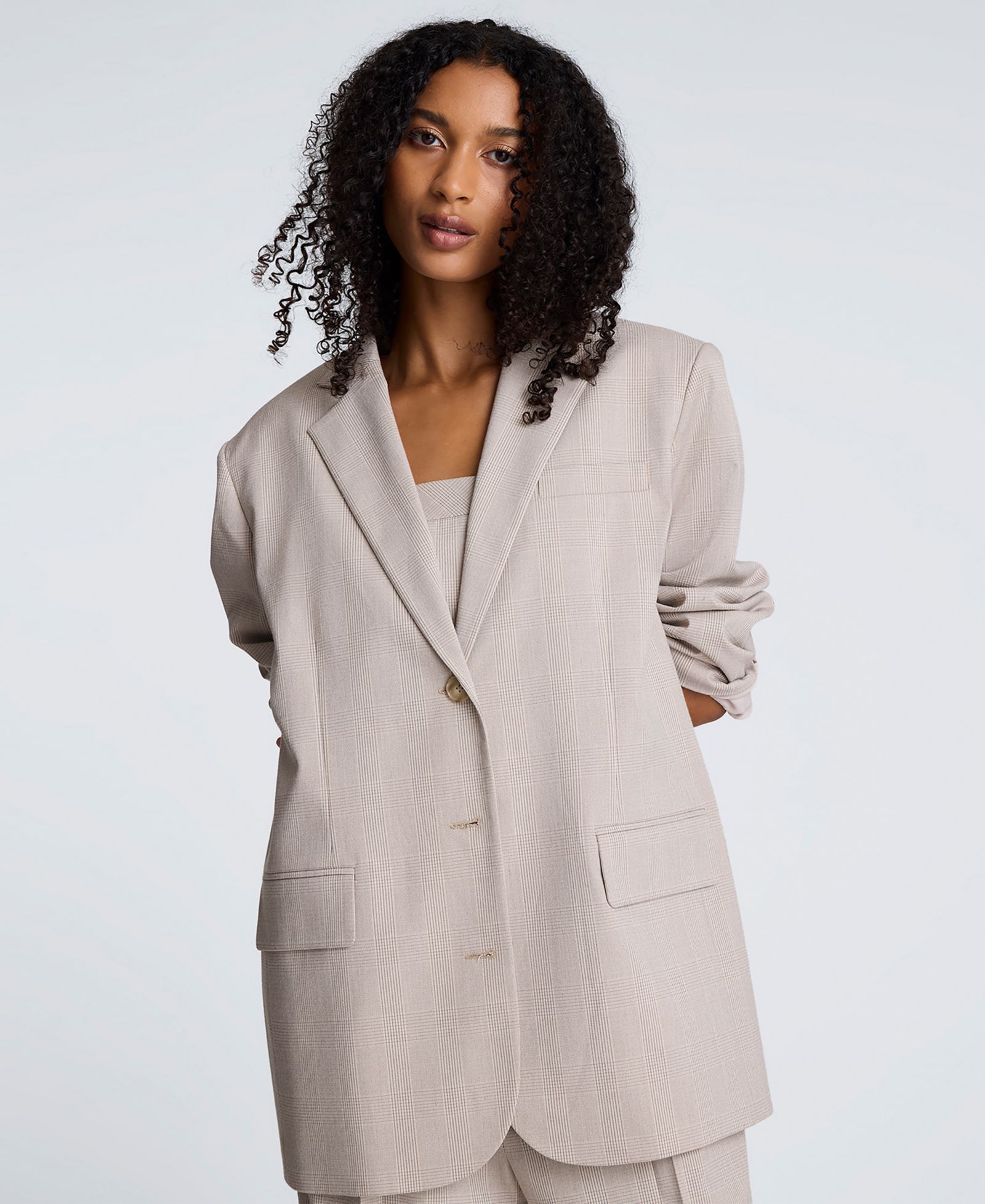 Kenneth Cole Women's Three Button Plaid Blazer