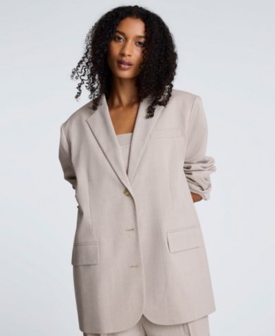 Kenneth Cole Women's Three Button Plaid Blazer
