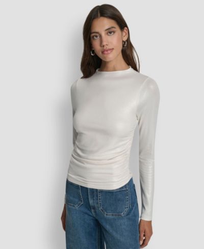 Женский топ DKNY Jeans с драпировкой и длинным рукавом