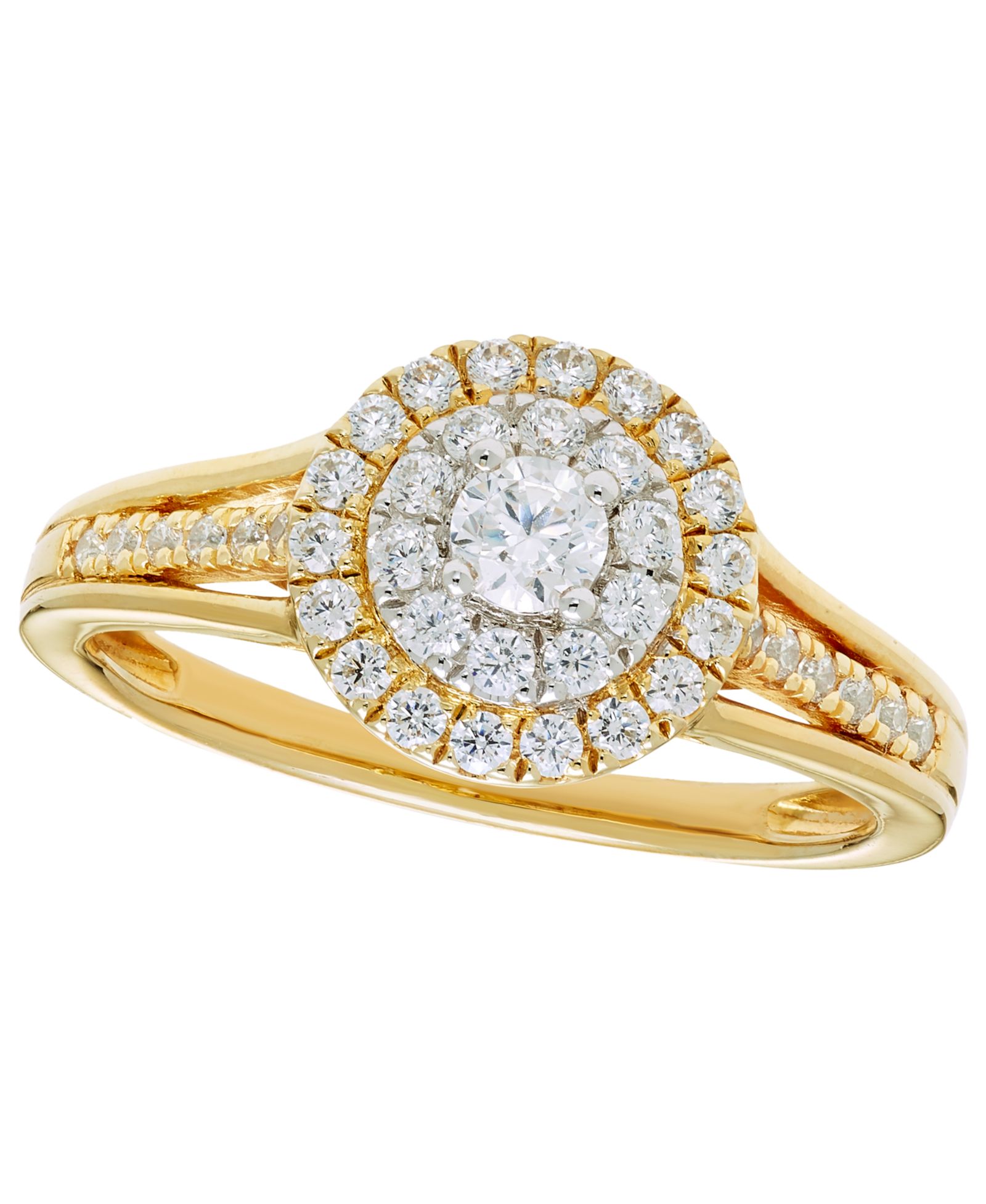 Macy's Diamond Halo Ring (1/2 ct. t.w.) in 14k Two-Tone Gold