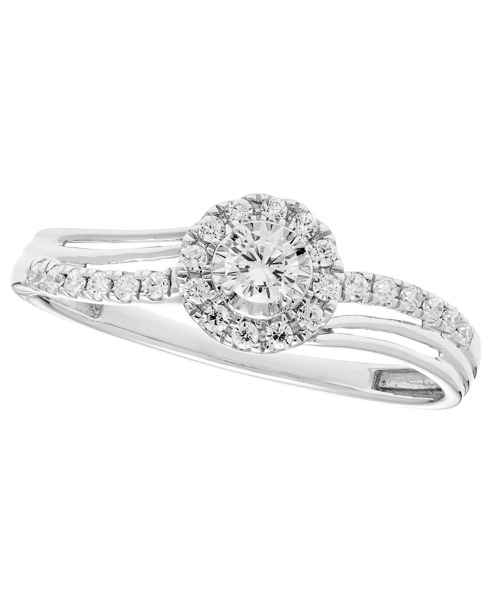 Macy's Diamond Halo Ring (1/4 ct. t.w.) in 14k White Gold
