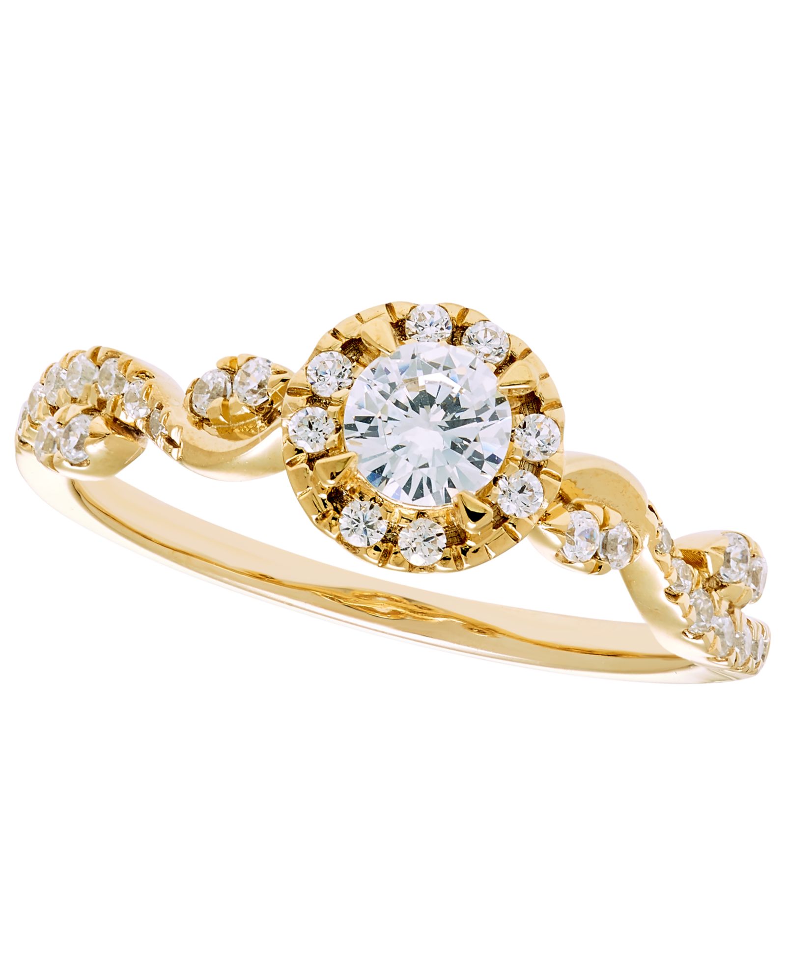 Помолвочное кольцо Macy's Diamond Halo (1/2 ct. t.w.) в 14k желтом золоте