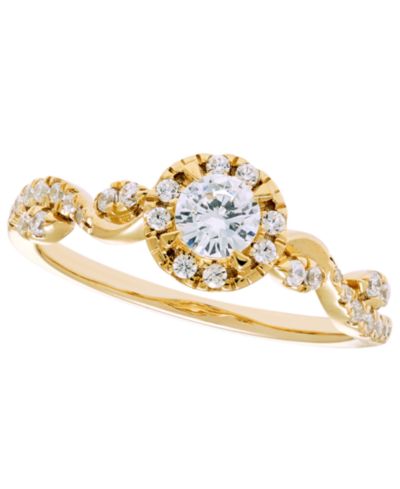 Помолвочное кольцо Macy's Diamond Halo (1/2 ct. t.w.) в 14k желтом золоте