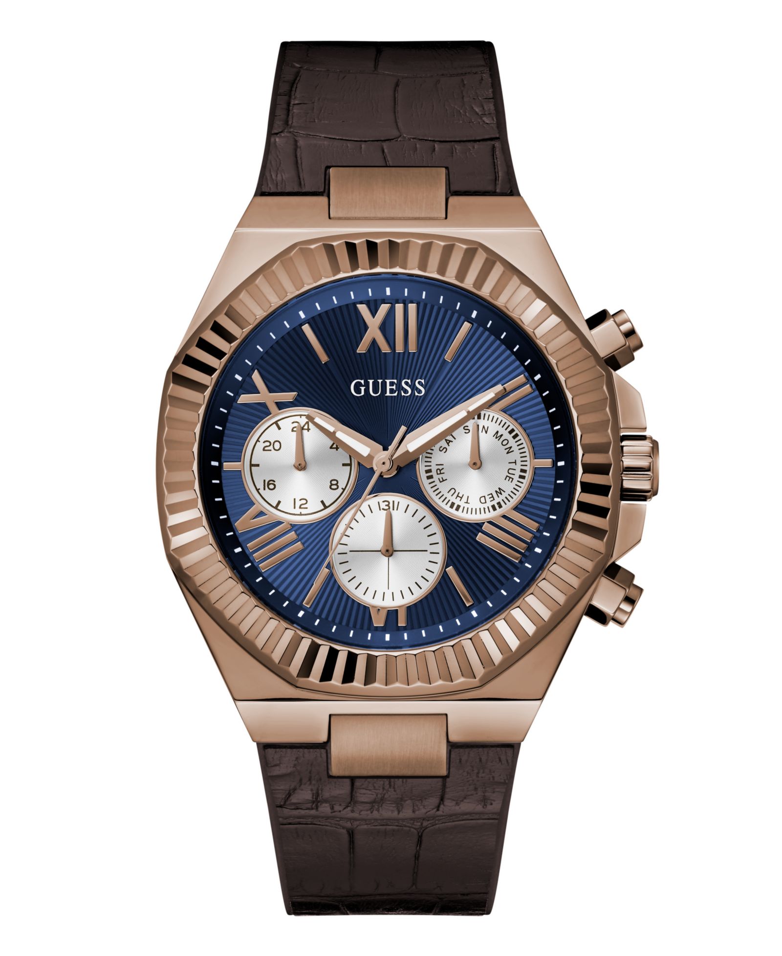 GUESS Men's Brown Multi-Function Watch, 44mm