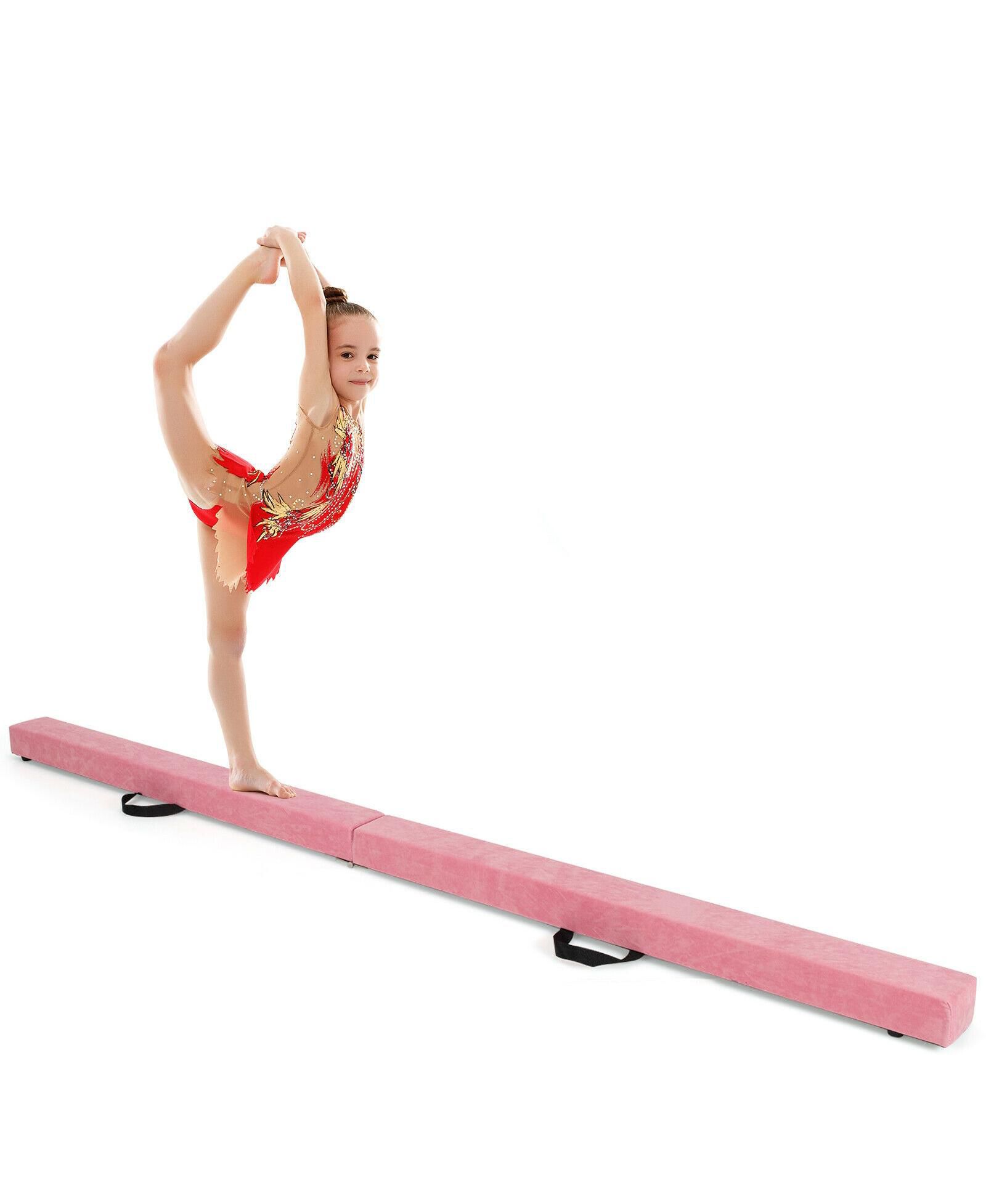 7 Ft Folding Floor Balance Beam with Suede Surface for Gymnasts