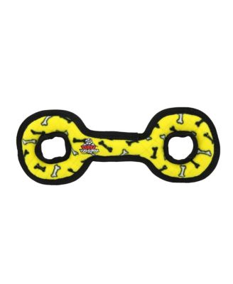 Tuffy Medium Tug-O-War Yellow Bone, Durable Plush Squeaky Dog Toy