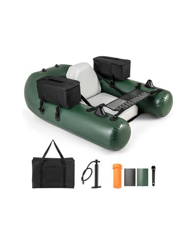 Inflatable Fishing Float Tube with Fish Ruler and Rod Base