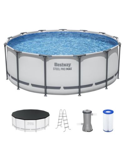 Bestway бассейн надувной круглый Steel Pro MAX 13'x48" с насосом и покрывалом