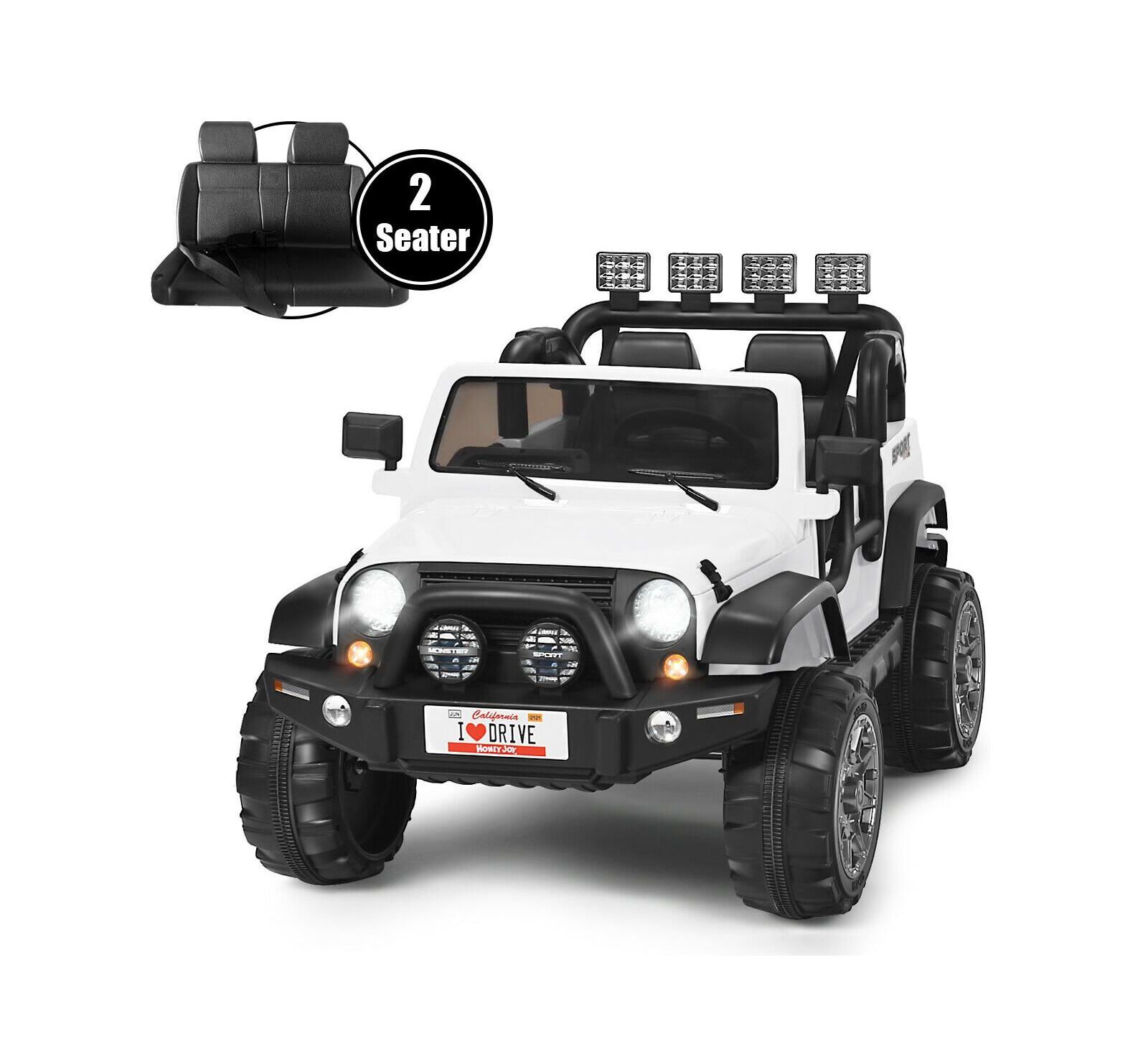 Hongge 12V Two-Seater Remote Control Ride-On Truck with LED Headlights, For 2 Players, Ages 3-7