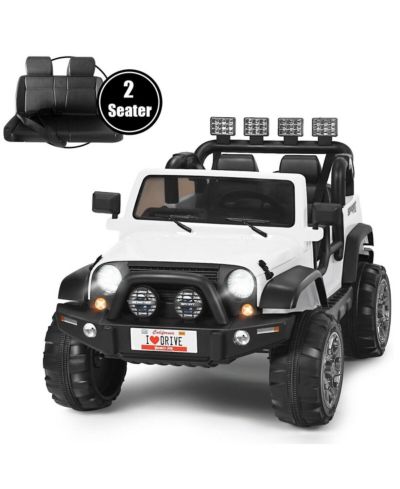 Hongge 12V Two-Seater Remote Control Ride-On Truck with LED Headlights, For 2 Players, Ages 3-7