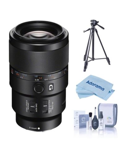 Объектив Sony FE 90mm f/2.8 Macro G OSS, комплект с алюминиевым штативом Slik U8800L 3-Section с гибридной 3-сторонней панорамной головкой и набором для чистки