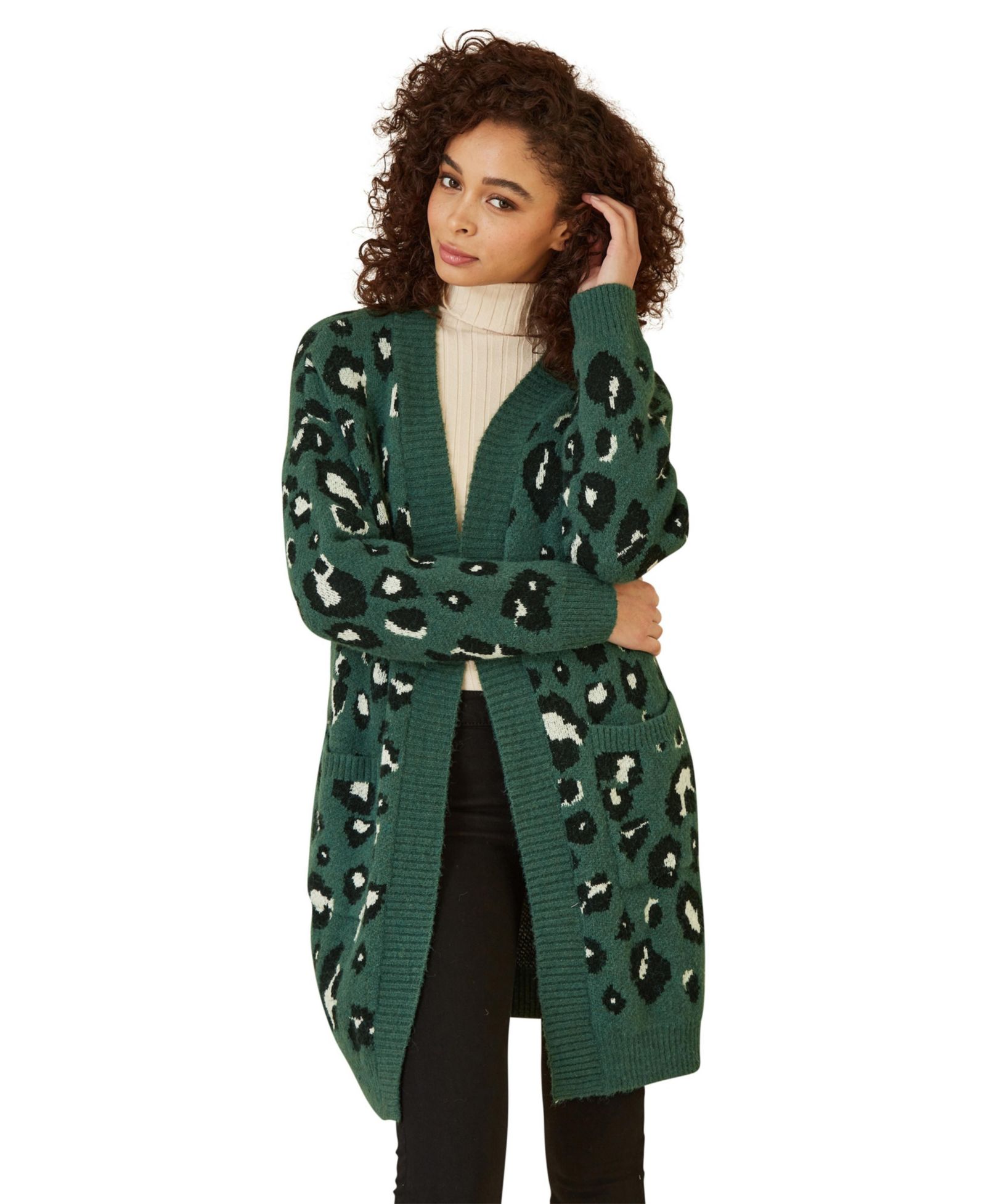 Женский длинный кардиган Yumi Animal Intarsia Knit