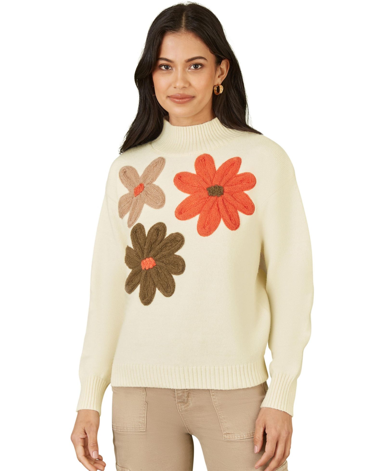 Женский вязаный джемпер Yumi Floral Detail High Neck