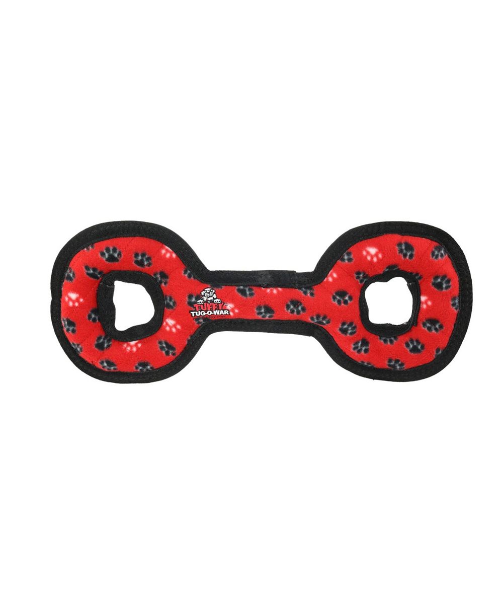 Tuffy Medium Tug-O-War Red Paw, Durable Plush Squeaky Dog Toy