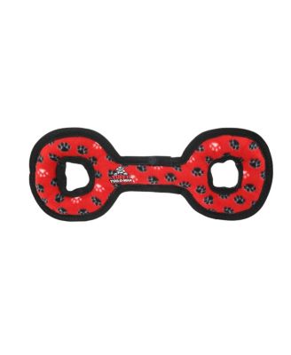 Tuffy Medium Tug-O-War Red Paw, Durable Plush Squeaky Dog Toy
