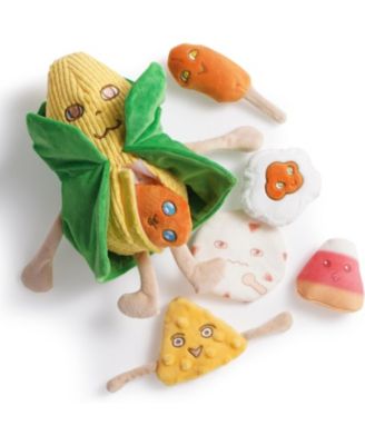 Nocciola 7-in-1 Mr.CORNelius Plush Dog Toy - Big Corn Man with 6 Squeaky & Crinkle Corn Snacks, Training & Enrichment Toys for Small & Medium Dogs