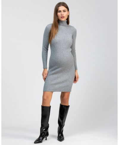 Платье PIETRO BRUNELLI MATERNITY Maternity Ribbed Turtleneck Mini Bodycon Celeste