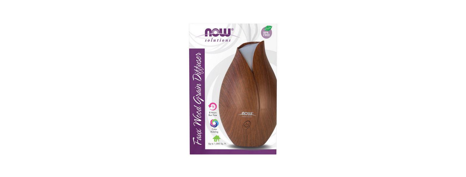 NOW Foods Ультразвуковой диффузор с имитацией текстуры дерева, 1 шт