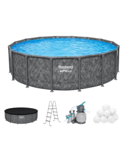 Bestway APX 365 16' x 48" Round Above Ground Swimming Pool Set w/ Pump and Ladder