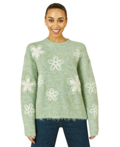 Yumi Women's Crochet Flower Knit Sweater