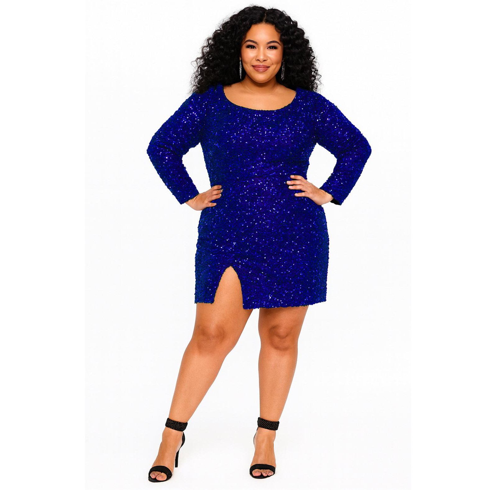 Sydney's Closet Платье коктейльное с пайетками Plus Size
