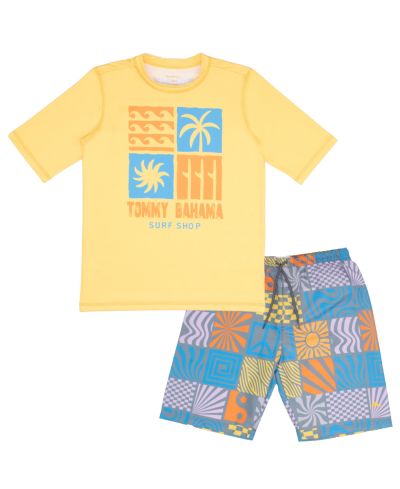 Tommy Bahama Big Boys Rash Guard and Swim Trunks 2-Piece Swimsuit Set