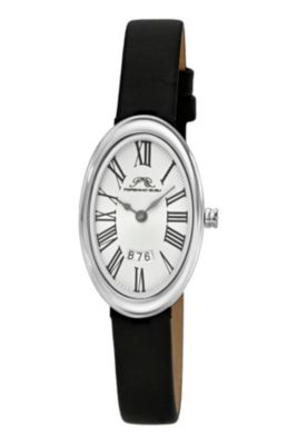 Женские часы Porsamo Bleu Eloise Oval Black Satin Covered Genuine Leather Band 34 mm