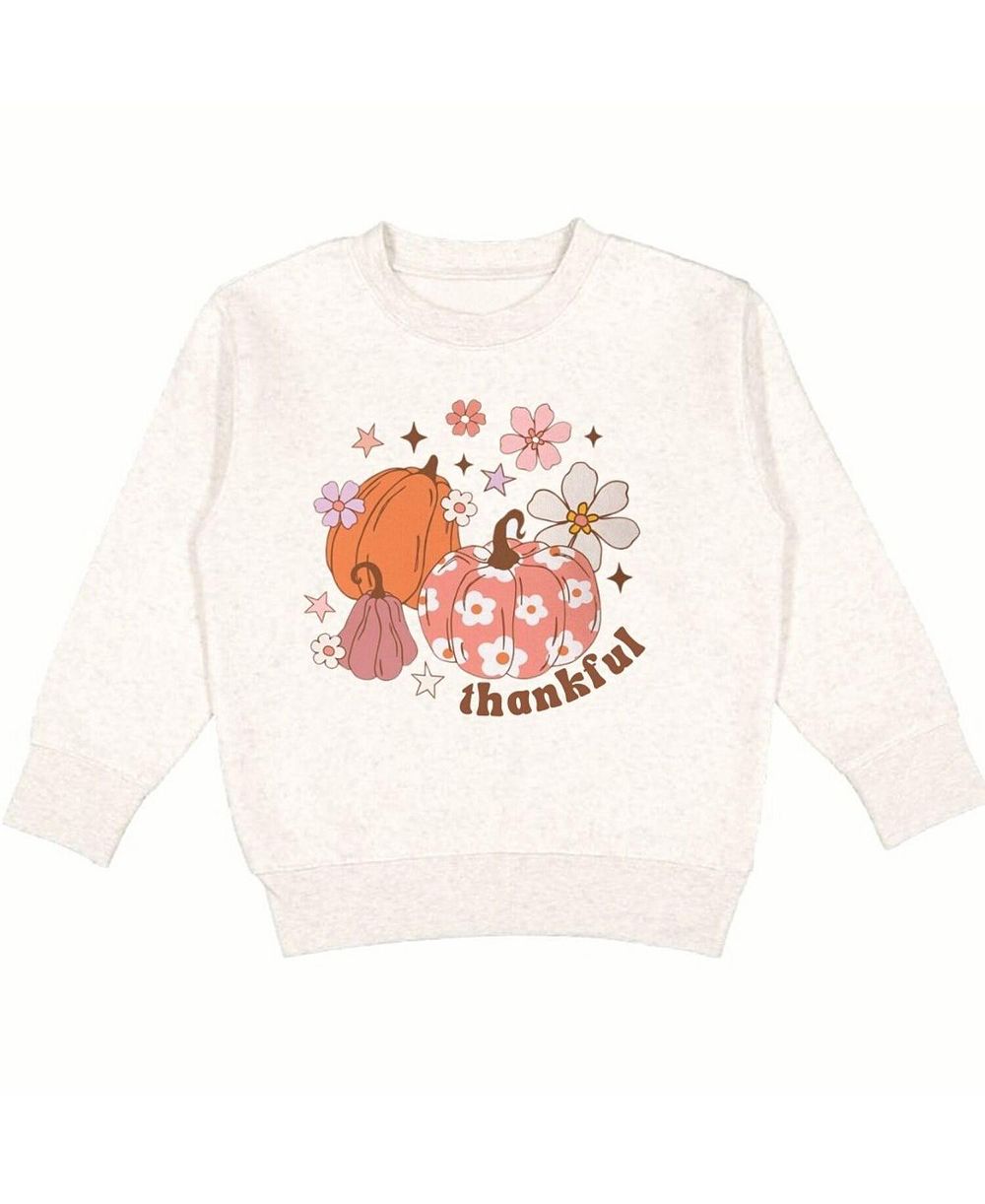 Sweet Wink Baby Girls Thankful Pumpkin Daisy Thanksgiving Sweatshirt