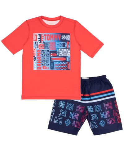 Tommy Bahama Little Boys Rash Guard and Swim Trunks 2-Piece Swimsuit Set