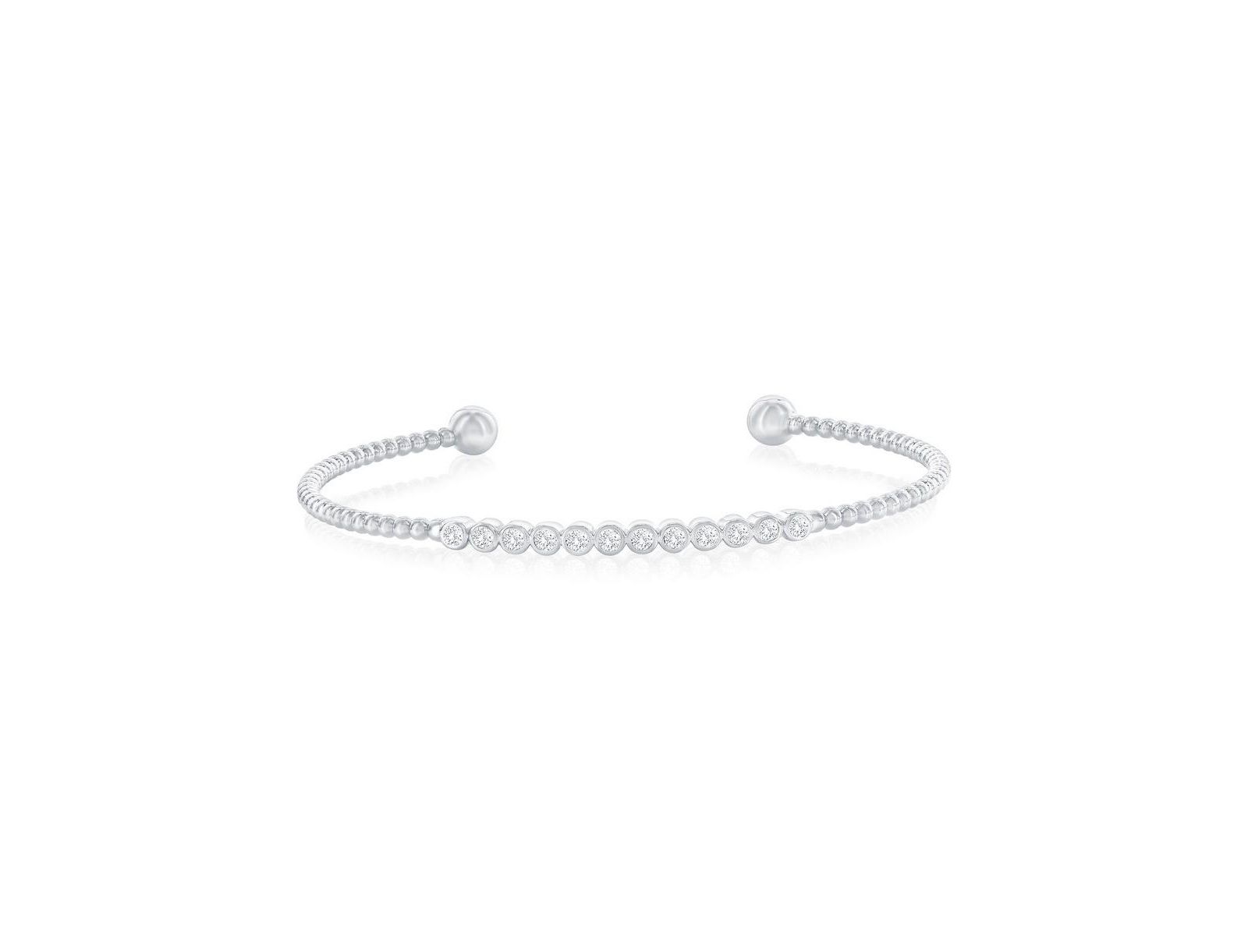 Браслет Sterling Round Bezel-Set CZ Beaded Bangle