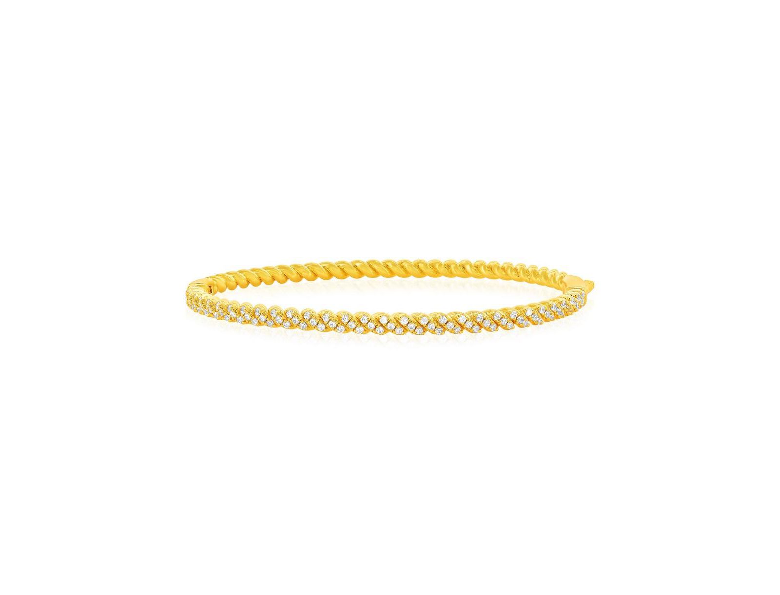 Sterling , CZ Twist Design Bracelet - Plated