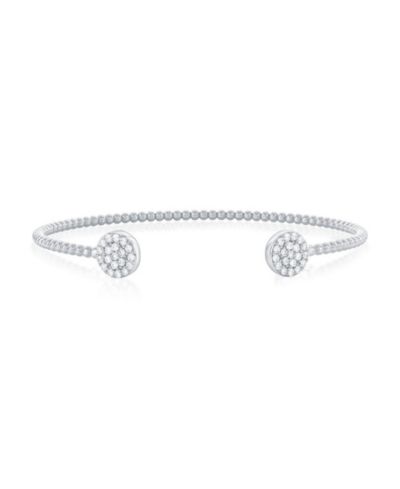 Sterling двойной браслет-бэнгл с бусинами CZ