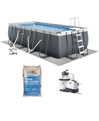 Intex Ultra XTR Наземный бассейн 18' x 9' x 52" и песок для фильтра OptiFlow Premium