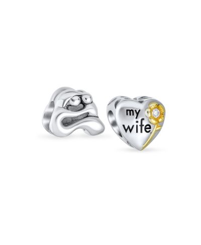Брошь Bling Jewelry Sterling Silver Mother Loving Family Love and Flower Heart Words My Wife Charm Bead (Set)
