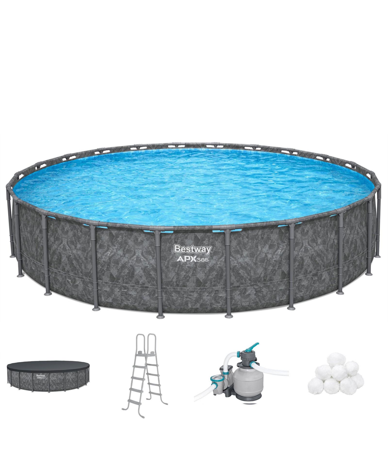 Набор плавательного бассейна Bestway APX 365 22'x52" Round Above Ground с насосом и лестницей