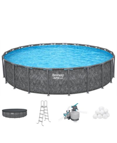 Bestway APX 365 22'x52" Round Above Ground Swimming Pool Set with Pump and Ladder