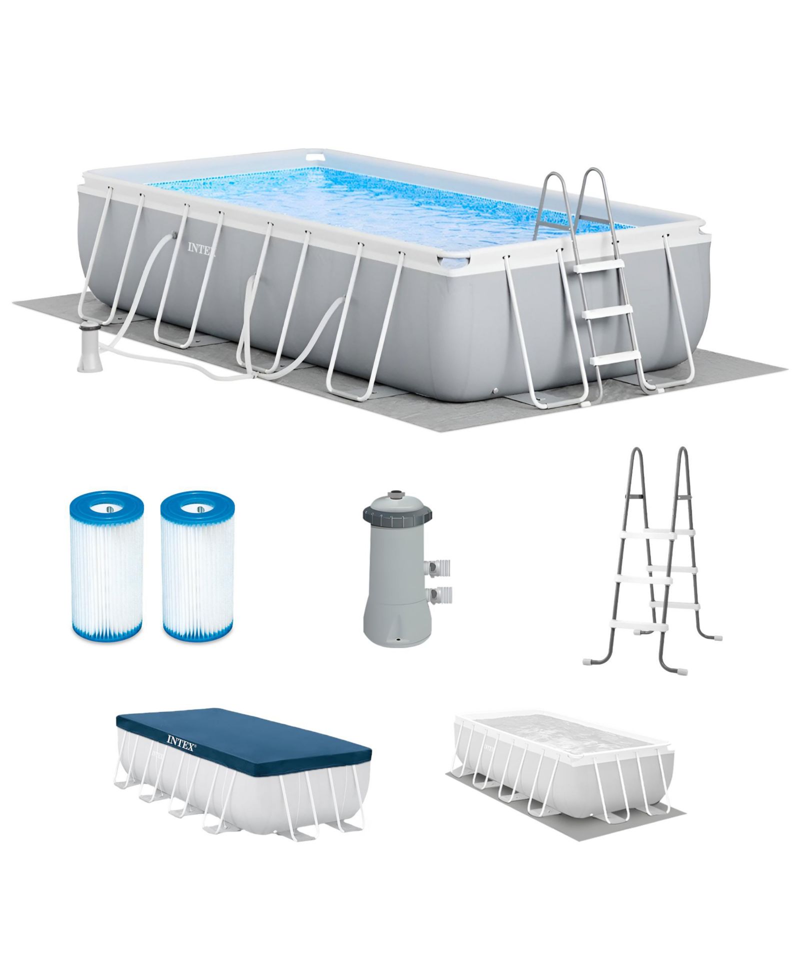 Intex 16' x 8' x 42" Prism Frame Rectangular Above Ground Swimming Pool Set